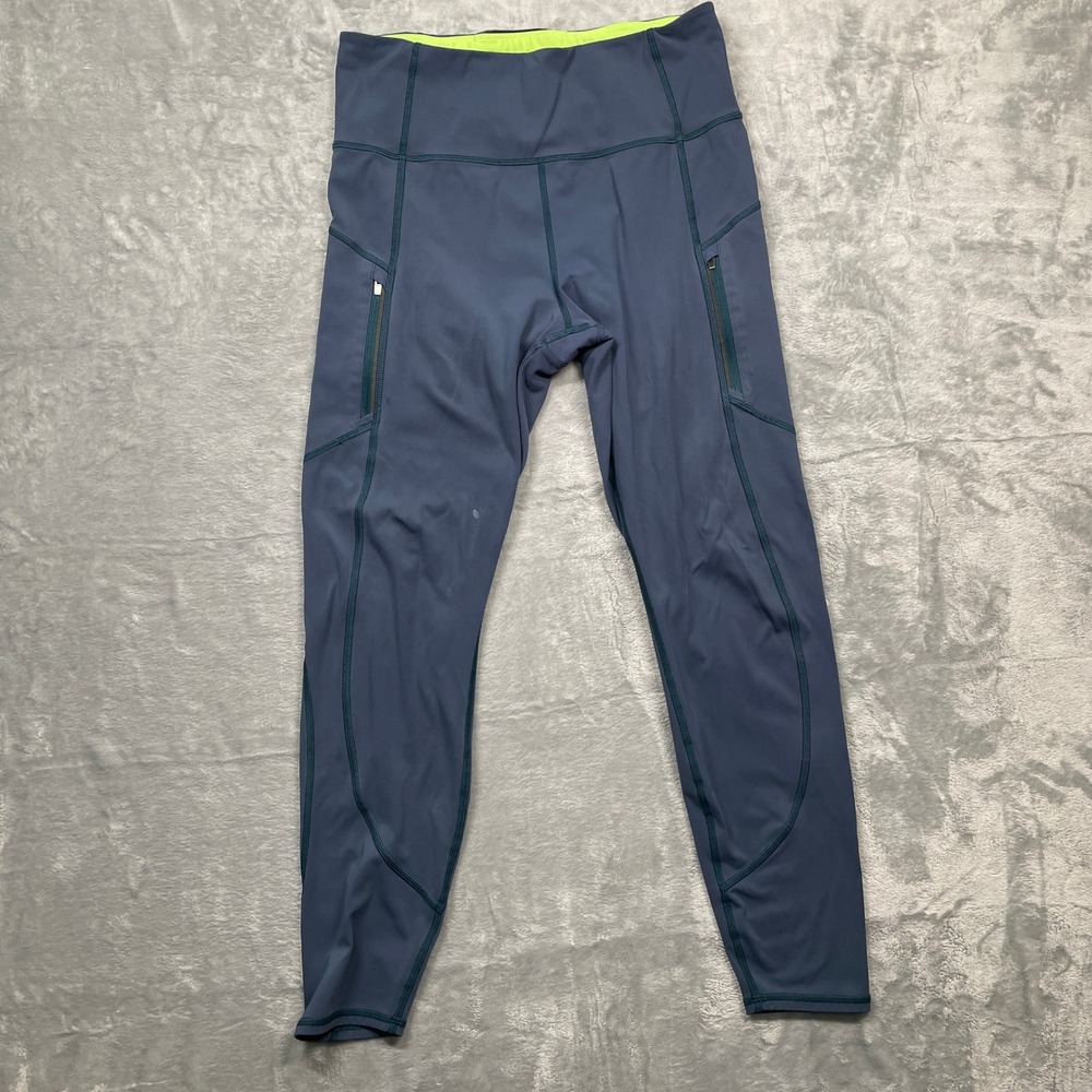 Athleta Rainier Tight Women M Blue Gray High Rise Fleece Lined Legging